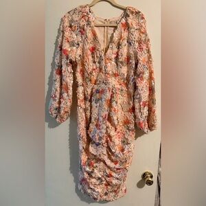 Boohoo Blush Pink Sequin Midi Dress with Multicolor Accents